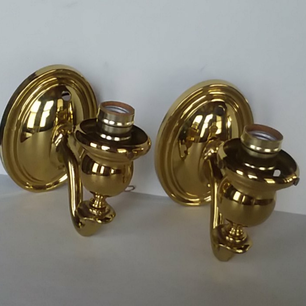 Gorgeous Pair of Antique Brass Sconces